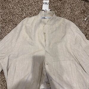 Zara linen bomber. Cream new with tags